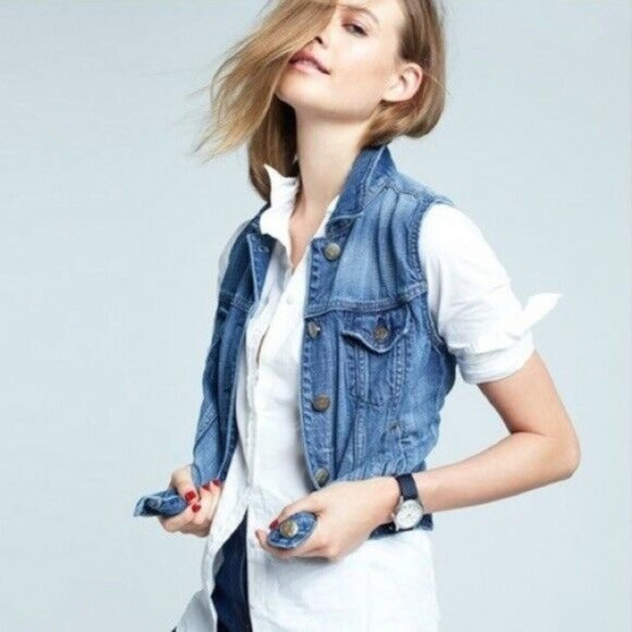 J. Crew Jackets & Blazers - J. Crew Button Front Denim Vest in Stone Wash M